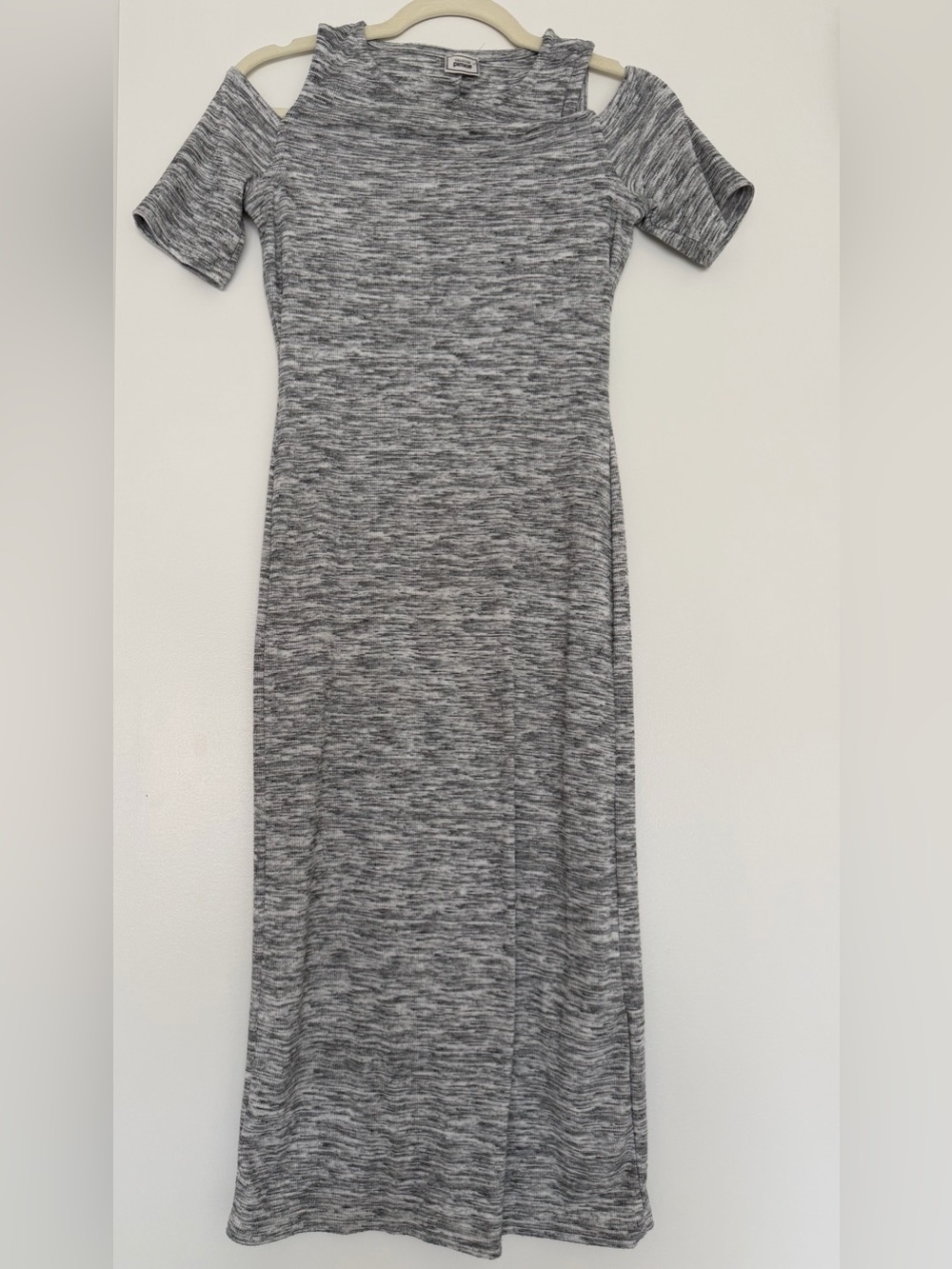 Cold-Shoulder Gray Midi Dress